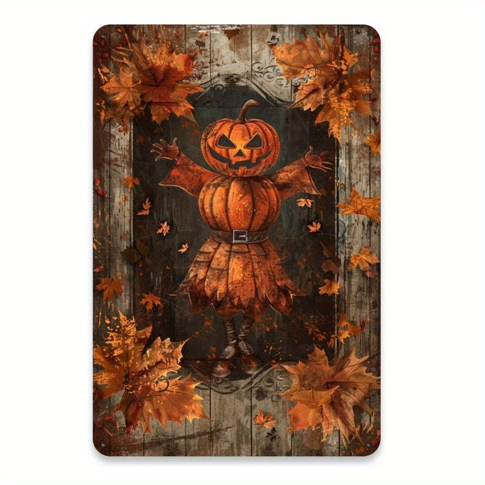 Witch Cat Forest Halloween Sign Metal Tin Sign 20x30 cm Wall Decor