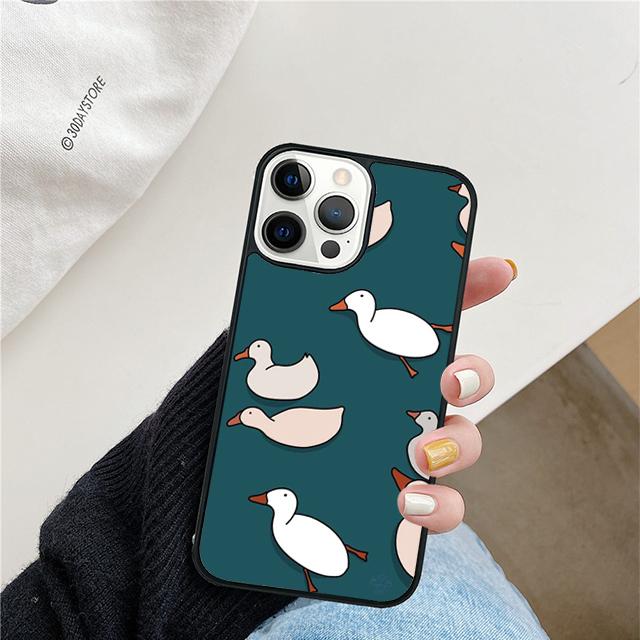 Custodia Divertente a Forma di Anatra Cartoon Per iPhone 17 Air 15 16 Cover 11 13 14 Pro Max 12 Plus Max Fundas
