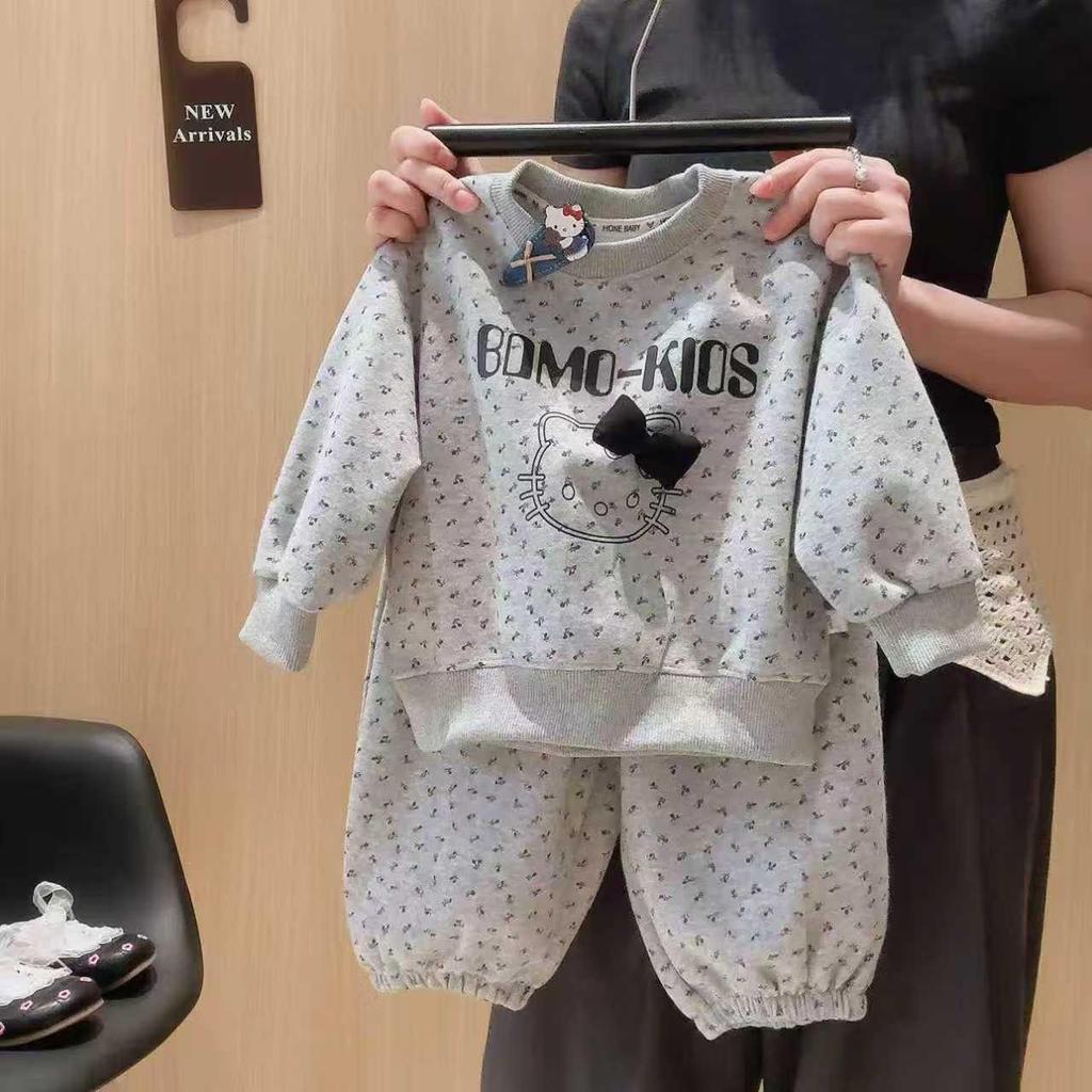 Girls' Cute Cartoon Hoodie & Pants Set - Spring/Autumn Sportswear Two-Piece Outfit