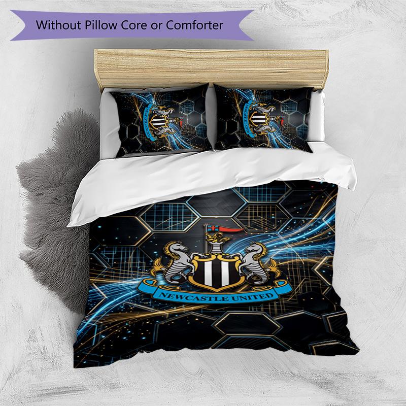 Newcastle United Football Printed 3 Pieces Bedding Set, Comfortable Skin Friendly Bedroom Duvet Cover Set