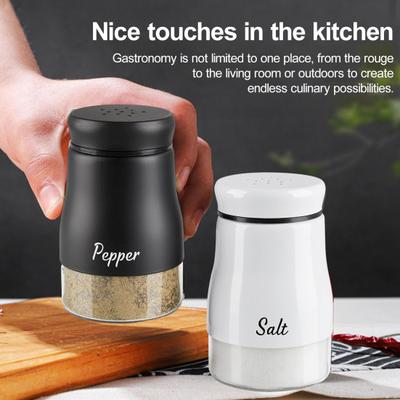 2 uds 120ML salero pimentero vidrio transparente de acero inoxidable dispensador de condimentos recargable de gran capacidad contenedor botella de especias utensilios de cocina