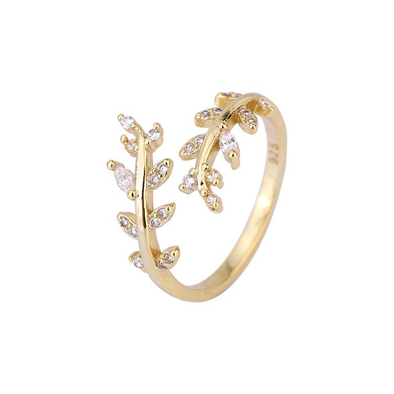 925 Silver Gold Adjustable Branch Zircon Women's Ring Wedding Fine Jewelry Offers With