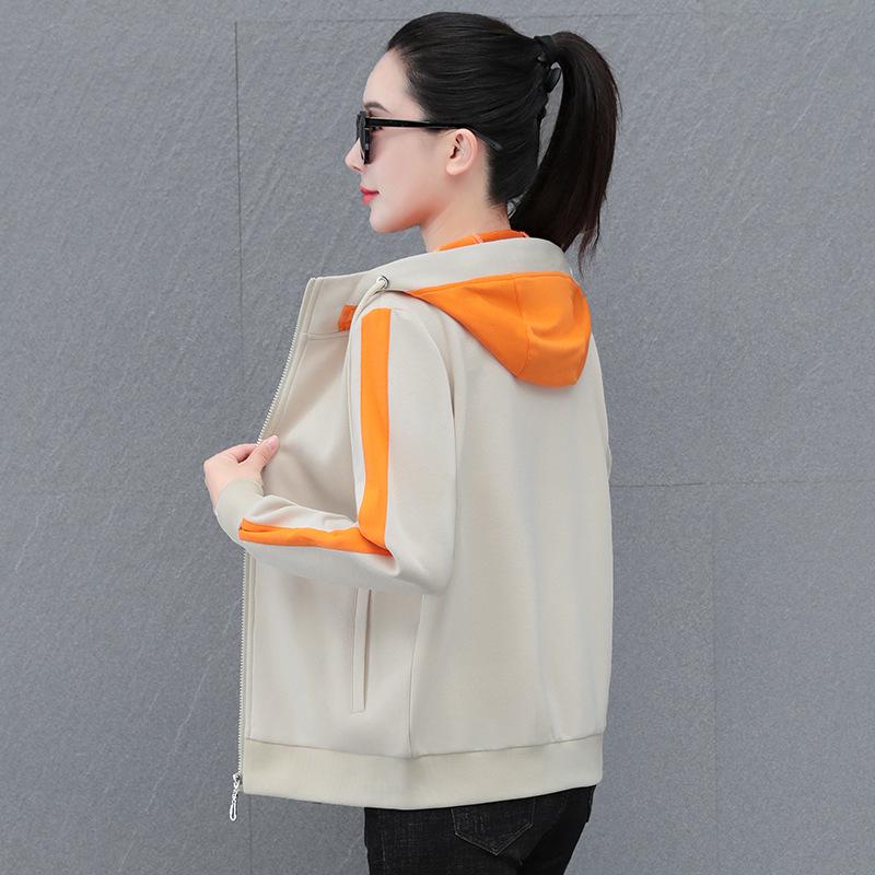 Dámská jarní a podzimní bunda s kapucí 2025: Lehký módní sportovní kardiganový svetr pro maminky.