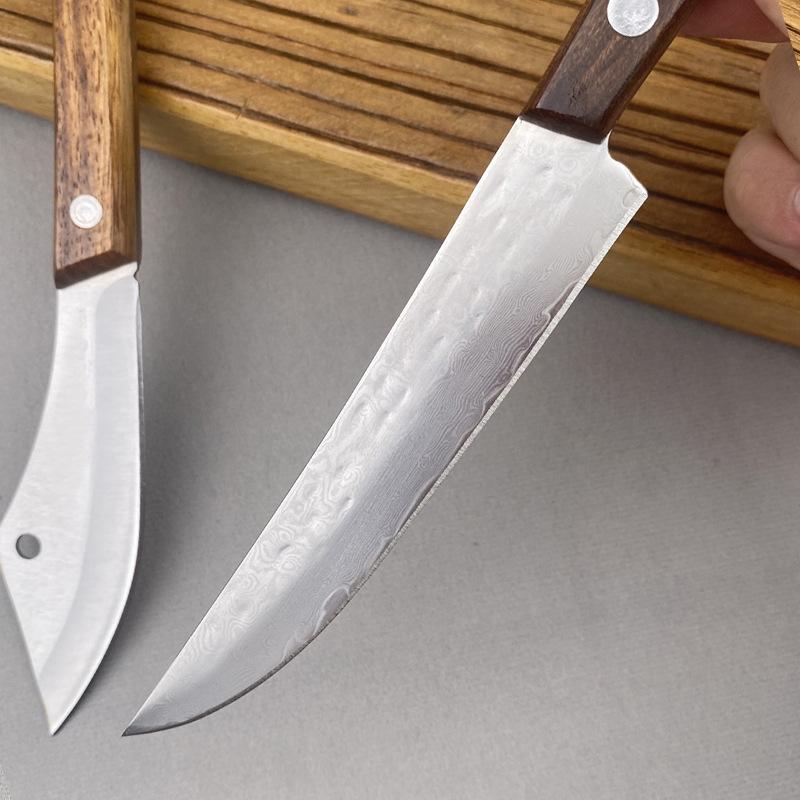 67-lagiges Geschmiedetes Damaszenerstahl Steak-Set Klinge Scharf Schälmesser Obstmesser Glatter Massivholzhandgriff Ausbeinmesser