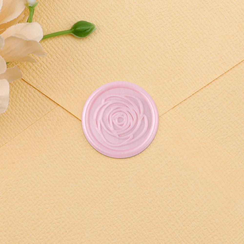 25pcs Peony Wax Seal Stickers - Pink Wedding Invitation Envelope Botanical Seal Stickers, Self- Adhesive Antique Gold Stickers,