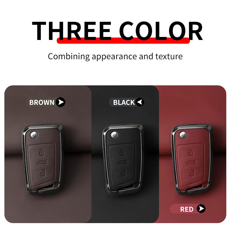 Interior Mouldings Metal Car Key Case Cover Shell For VW Volkswagen Golf 7 MK7 Tiguan MK2 SEAT Ateca Leon FR 2 Ibiza For Skoda O