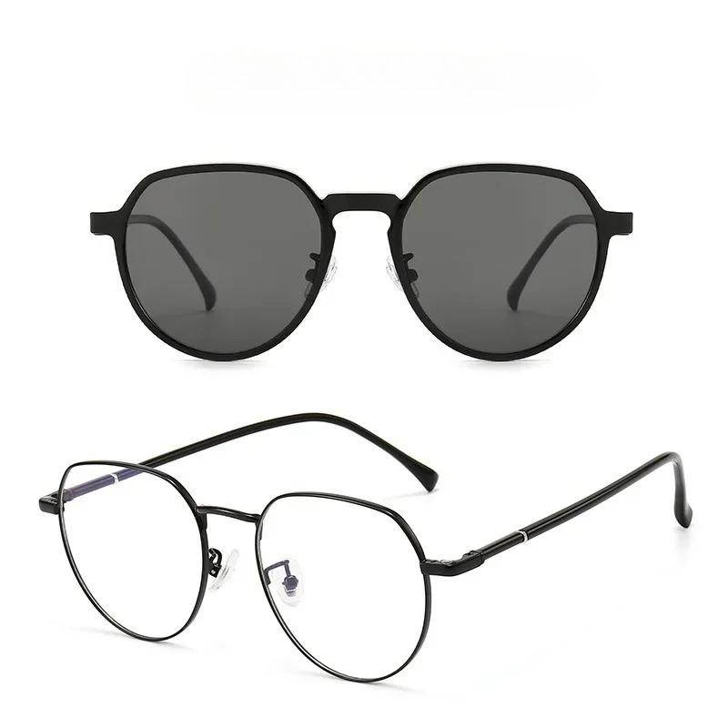 Metal Cat Eye Sunglasses Two-in-one Women Magnetic Clip Cover Vintage Optical Eyeglasses Frame Designer Polarized Sun Glasses