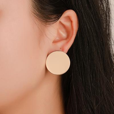 Mirror Geometric Earrings Temperament Discs Cute Metal Earrings Simple Wild Ladies Earrings ADM