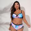 European & American Plus Size Adjustable Tie-up Bikini - Three-Color Print
