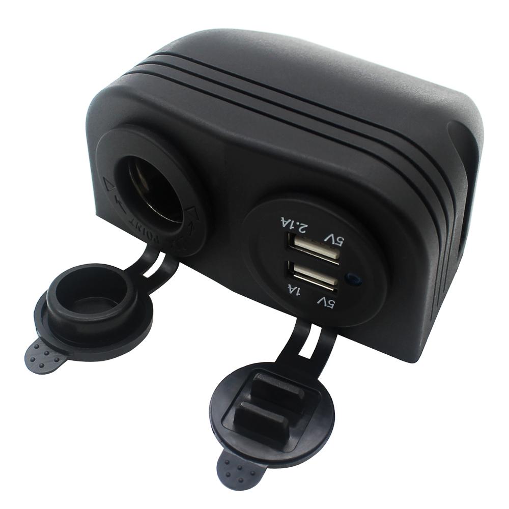 Dubbel Bilströmuttag Fördelare 12V USB-laddare Strömadapter Uttag