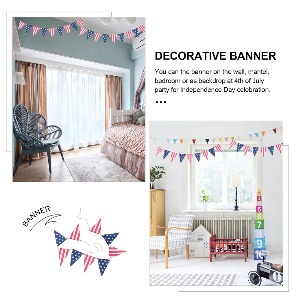 Independence Day Pull The Flag Festival Banner National Pendant Decorative Hanging Bunting Linen