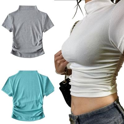 Women's Fashion Casual Solid Color Print Short Sleeve Blouses & Shirts
