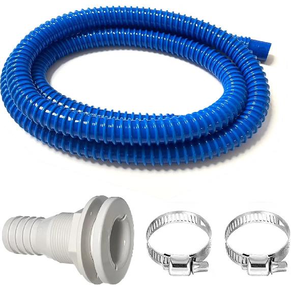 Installation Bilge Pump Drain Hose EVA Material H12V-1100GP 1-1/4 Inch With 2 Hose Bands White Drain Port RV Boat Accessories kit