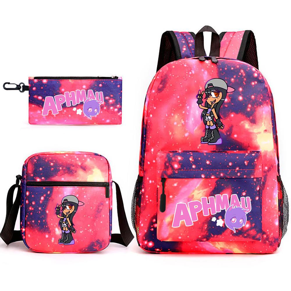 Game Merchandise Aphmau Schooltas Cartoon Rugzak Etui Schoudertas Drie-delige Set Three piece set