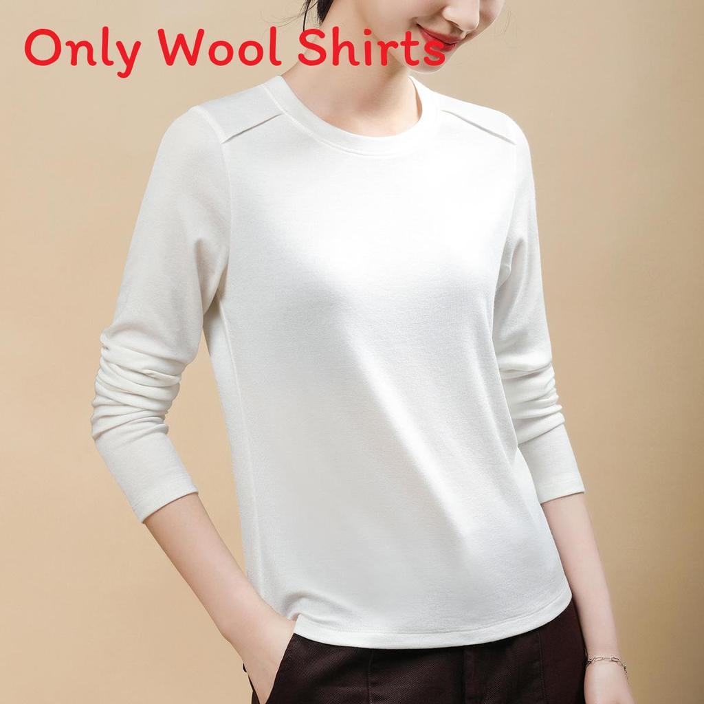 Laseer Tencel Wool Long Sleeve Womens Slim Fit Top With Round Neck For Casual Wear