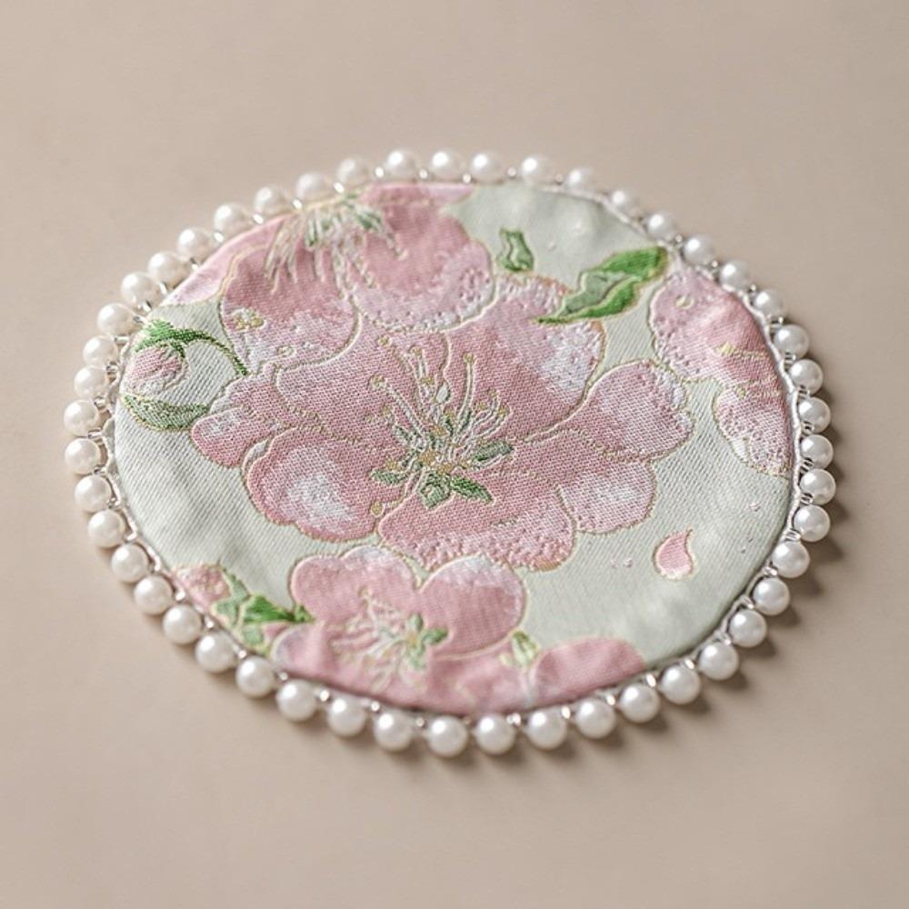 Cloth Pearls Edge Coaster Vintage Teapot Mat Swallow Brocade Cup Mat  Drinkware Accessories