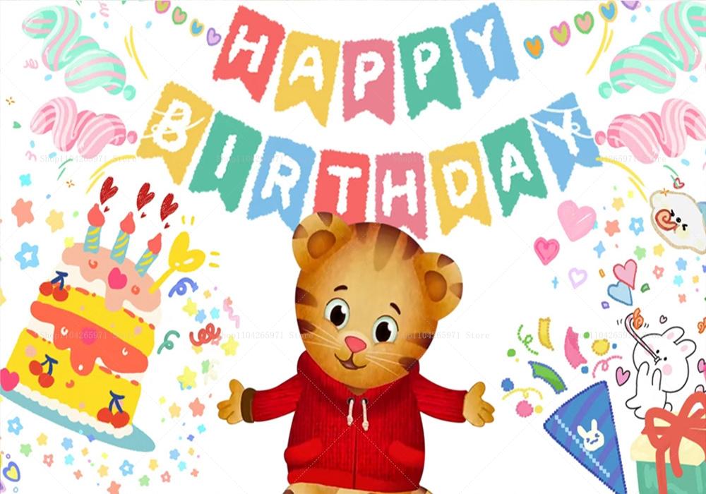 Sfondo Cartone Animato Daniel Tiger, Striscione con Tema Amici del Quartiere, Decorazione Festa Bambini, Sfondo Fotografico