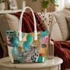 Abstract Floral Art Tote Bag Fashion Casual Large Capacity Shopping Daily Use Shoulder Bag