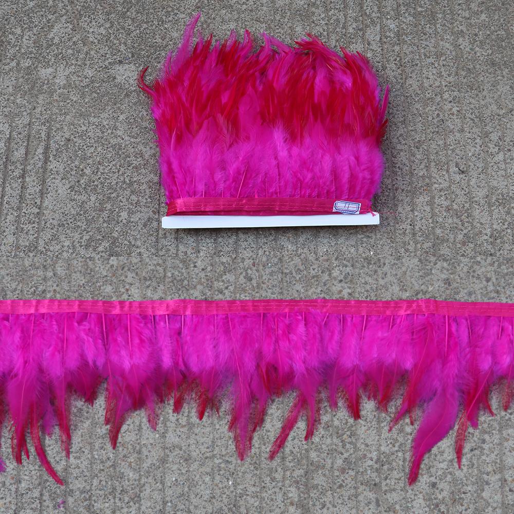 Feather5 10Meters Rooster Feather Trim 8-13CM Colored Chicken Feathers Ribbon  3-5" Saddle Pheasant Feathers Trim Fringe
