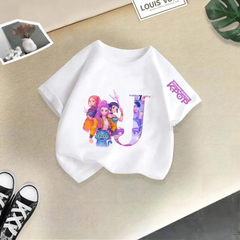 2026 Kpop Demon Hunters Child Short Sleeve Kpop Demon Hunters Tee Harajuku Casual Fashion T-shirts for Boys and Girls