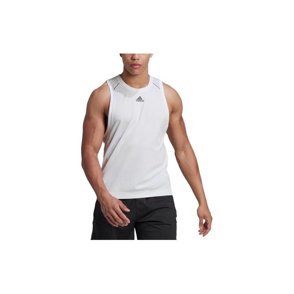 adidas Camisetas sin mangas para hombre Blancas Cuello redondo Ajuste recto moderado HP1755