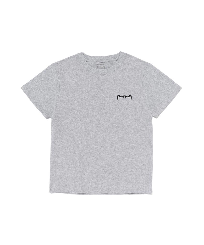 Kikimimi Crop Kitty Small Logo T-Shirt (Melange)