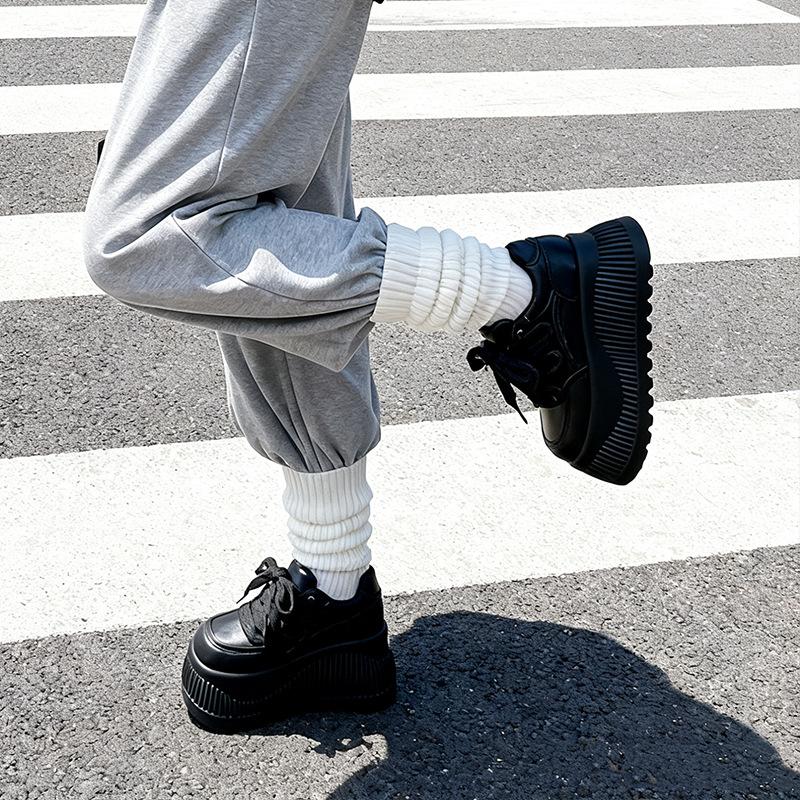 Platform Bread Shoes Women's 2025 Autumn and Winter New Muffin Heightening Wear-resistant Non-slip Small Leather Shoes Versatile Leisure Sports