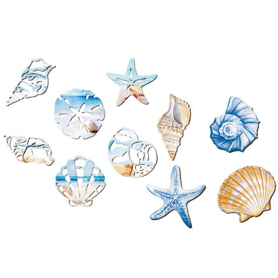 Marine Wall Decoration Wooden Board Hanging Coastal Conch Shell Unique Mediterranean