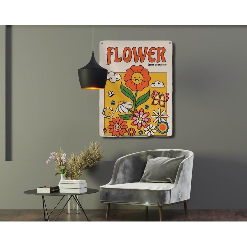 flowers tapestry 75x100 чёрный