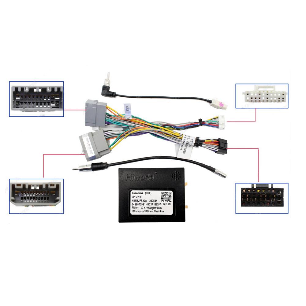 Car Android Radio Frame For Jeep Commander Compass Grand Cherokee Wrangler/Unlimited 10 inch Stereo Panel Harness Wire