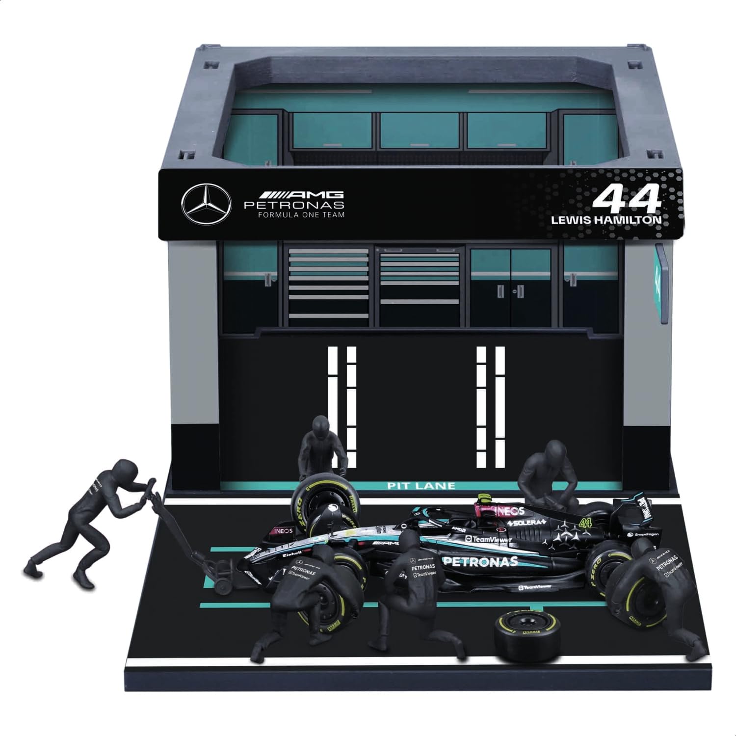 

Bburago Formula Pit Pass W15 Lewis Hamilton 2024 Diecast Miniature Car Finished Product 1/43 Mercedes-Benz #44 / 18-38452 (#44) чорний