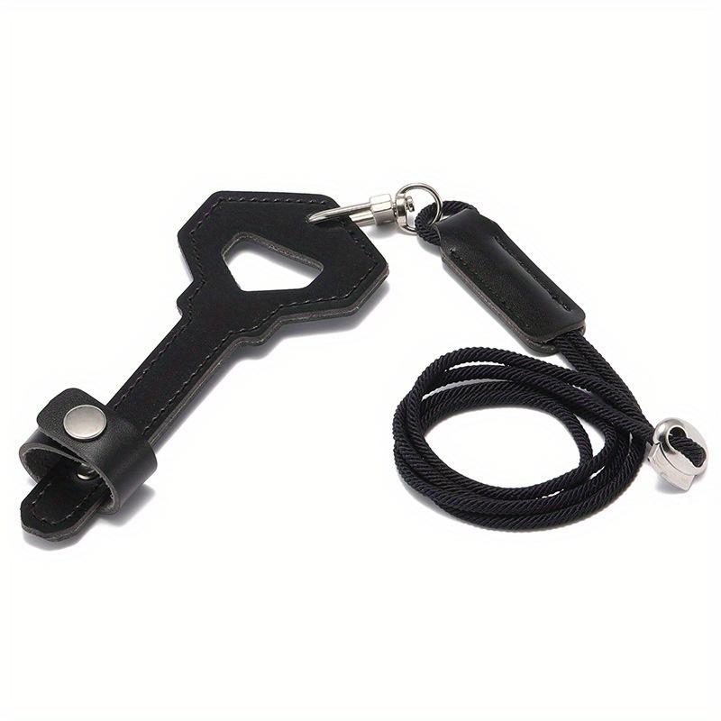 Bærbar nøkkelformet brilleetui hengende halsklemme solbrilleposer kvinne mann PU-lær brillesnor beskyttelsesdeksel