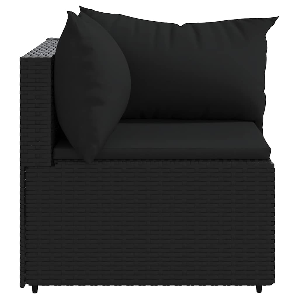 Vidaxl Corner Sofa Modules With Cushions, 2 Pcs, Black, Poly Rattan