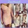 Elegant Women Zip Up V Neck Long Sleeve Knitted Bodycon Party Evening Mini Dress Tops For All Occasions