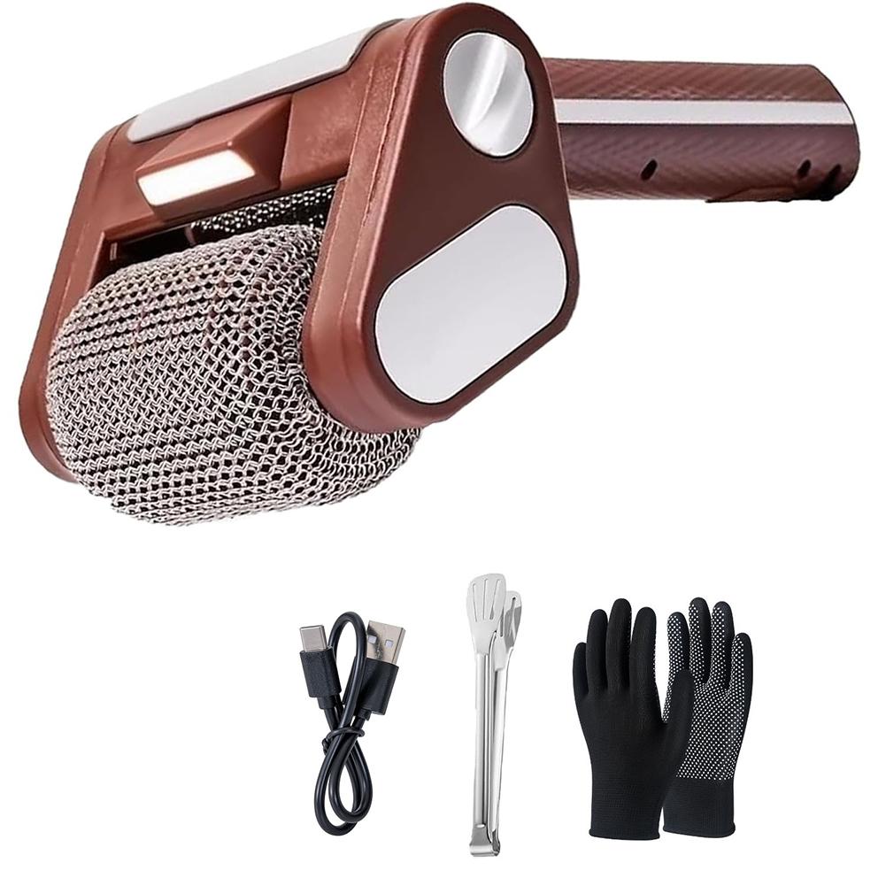 Electric Grill Cleaning Scrub Brush Rechargeable Grill Clean Brush with LED Light for Outdoor BBQ Grates Portable Roller Cleaner