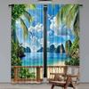 2Pcs Birds Flying By The Sea Curtains For Bedroom And Living Room Study Office Bathroom Decor With Vibrant Landscape Pattern