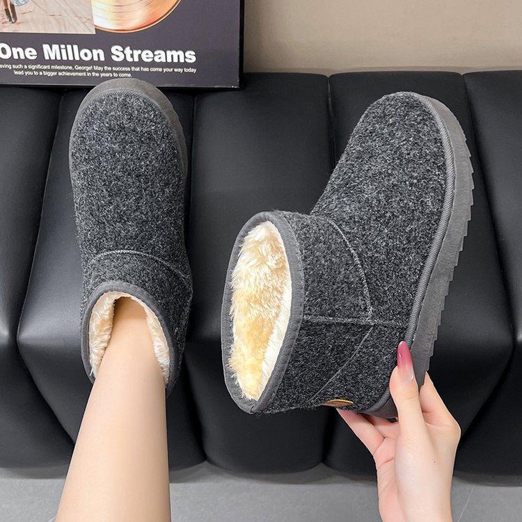 Flat Sole Thickened Fleece Warm Shoes Plus Size Women's Snow Boots