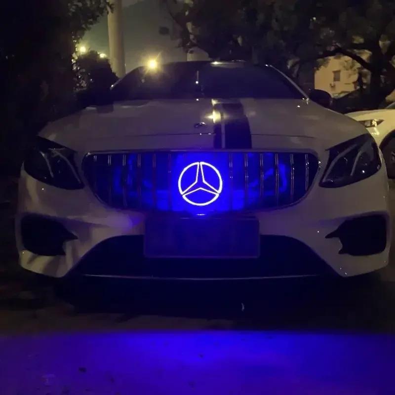 XHWHJ1 2025 Hot For Benz White Blue Red Light Car Front Grilled Star Emblem LED Illuminated Logo for Mercedes Benz W205 W212 W213 W204