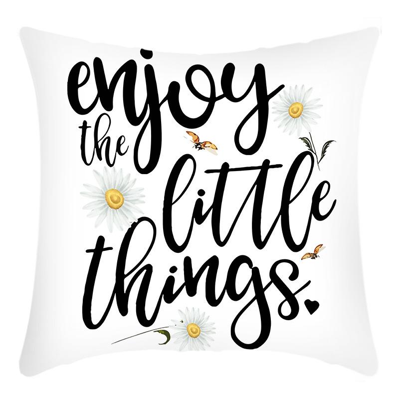

New Green Plant Chrysanthemum Print Letter Print Pillow Cover Home Sofa Cushion Cover 45 * 45Cm pillowcase