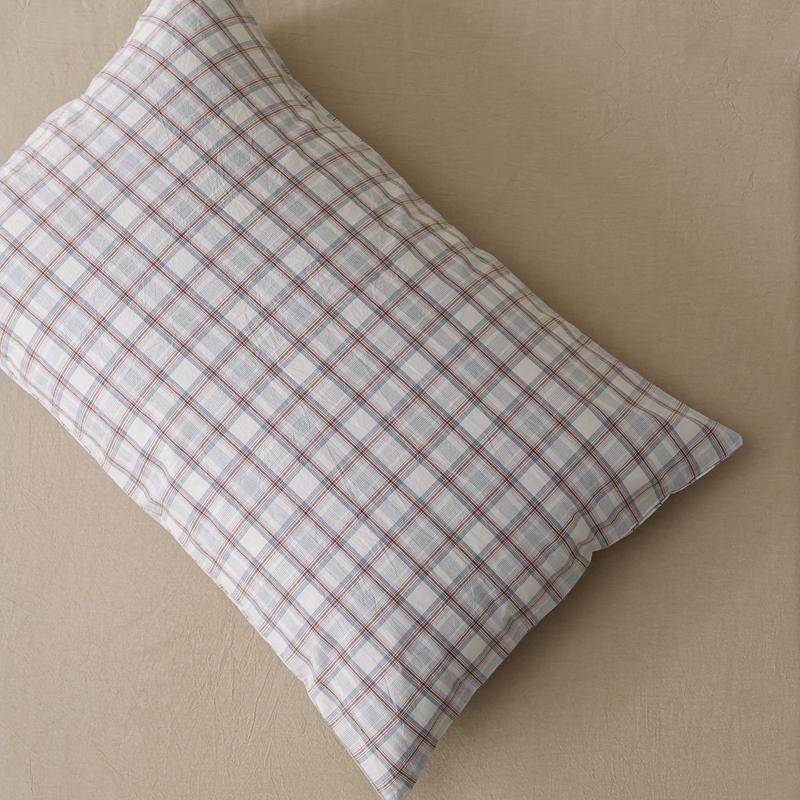 1 Stück 200T Baumwoll-Twill karierter bedruckter Kissenbezug 48 x 74 cm, Kissenhülle für Bett mit Umschlagverschluss, ohne Füllung