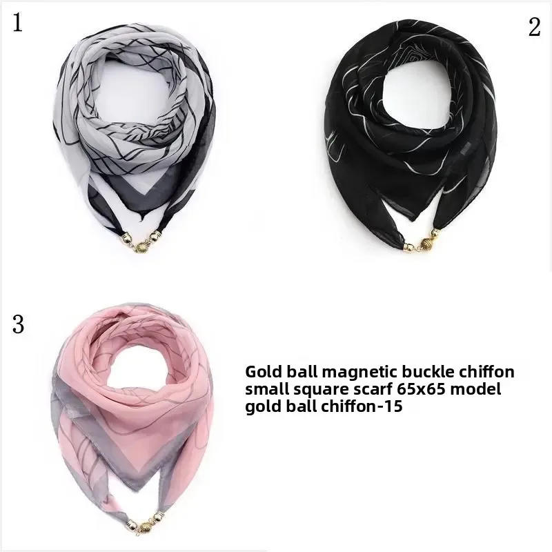 Warm Square Scarf Magnetic Buckle Triangular Silk Scarf Cotton Scarf Women's Spring Autumn and Winter Fashion Scarf