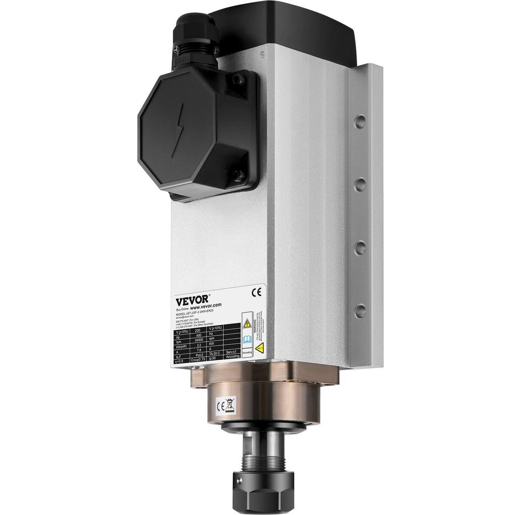 Chłodzony powietrzem silnik wrzeciona 2,2 kW CNC Silnik wrzeciona 220 V Kwadratowy Chłodzony powietrzem Silnik wrzeciona ER20 Oprawka 24000 obr./min CNC Wrzeciono 6A Silnik wrzeciona 400 Hz dla