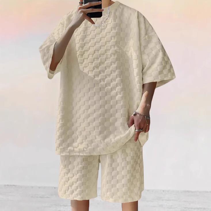 2025 Trendy Men's Checkered Spring/Summer Casual Loose Two-Piece Set