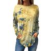 Women's Loose Round Neck Print Long Sleeve T-Shirt Top Pullover