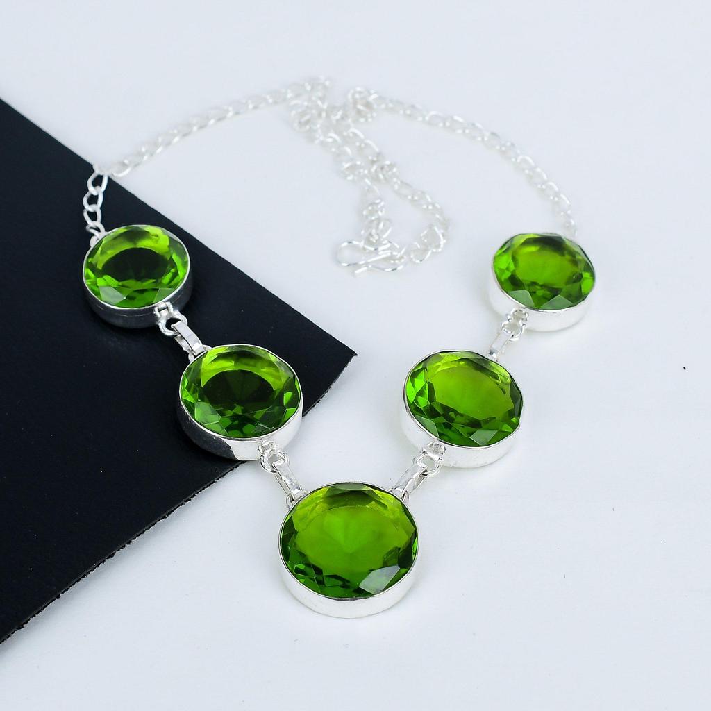 Beautiful Peridot Gemstone Handmade 925 Sterling Silver Necklace, Peridot  Silver Necklace For Wife, Unisex Necklace Wadding Gift