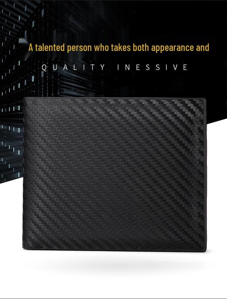 Men's Carbon Fiber Zipper Card Holder - European & American Style Horizontal Wallet