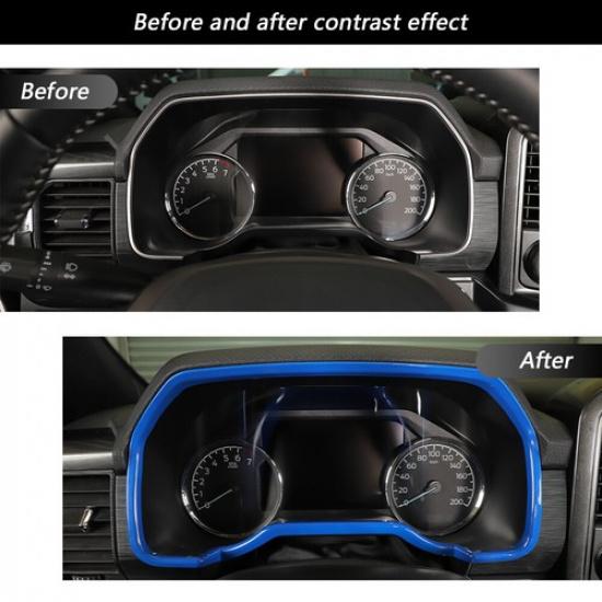 Interior Dashboard trument Meter Frame Cover Trim Bezel for Ford F150 21+Blue