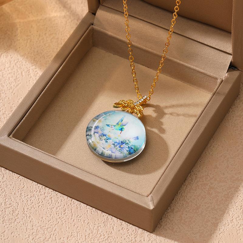 New Elegant Double-sided Necklace Pendant Creative Flower Bird Diamond Versatile Ladies Necklace