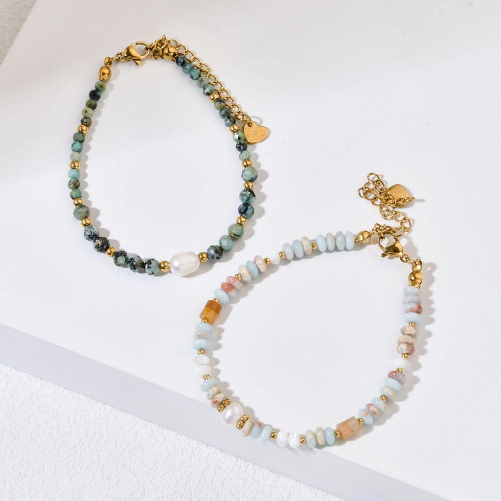 Versatile Titanium Steel & Natural Stone Pearl Bracelet - Retro Chinese Style for Women
