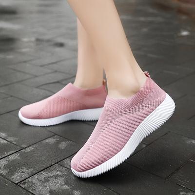 Ultralekkie damskie buty do biegania z dzianiny wsuwane wygodne buty sportowe na co dzień Kobiece elastyczne płaskie buty do biegania Rozmiar 35-43